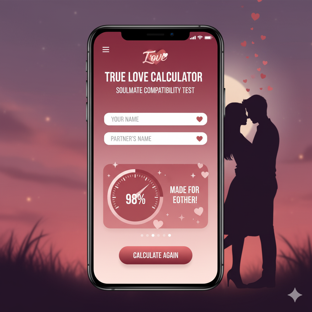 True love calculator soulmate compatibility test interface